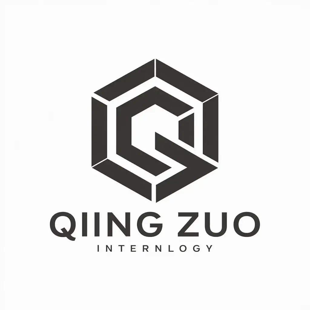 a vector logo design,with the text "Qing Zuo", main symbol:Technology, cyber,Moderate,be used in Internet industry,clear background