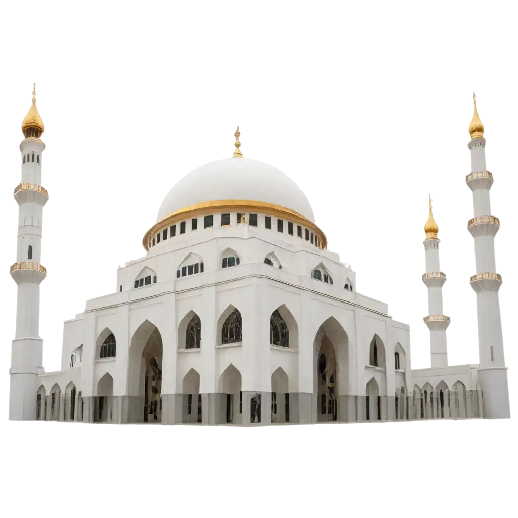 White-Mosque-with-Golden-Dome-PNG-HighQuality-Image-for-Versatile-Use