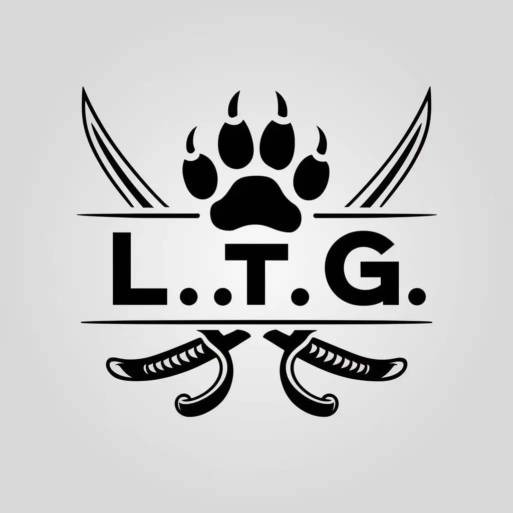 LOGO Design for LTG Wolf Paw Crossed Sabres with Modern Style and Clear Background