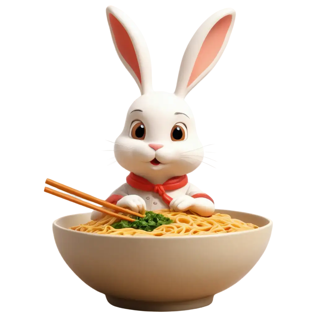 CartoonPNG-Image-Usage-Analysis-Rabbit-Welcoming-Customers-in-a-Bowl-of-Noodles-PNG-Image-for-WesternThemed-Designs