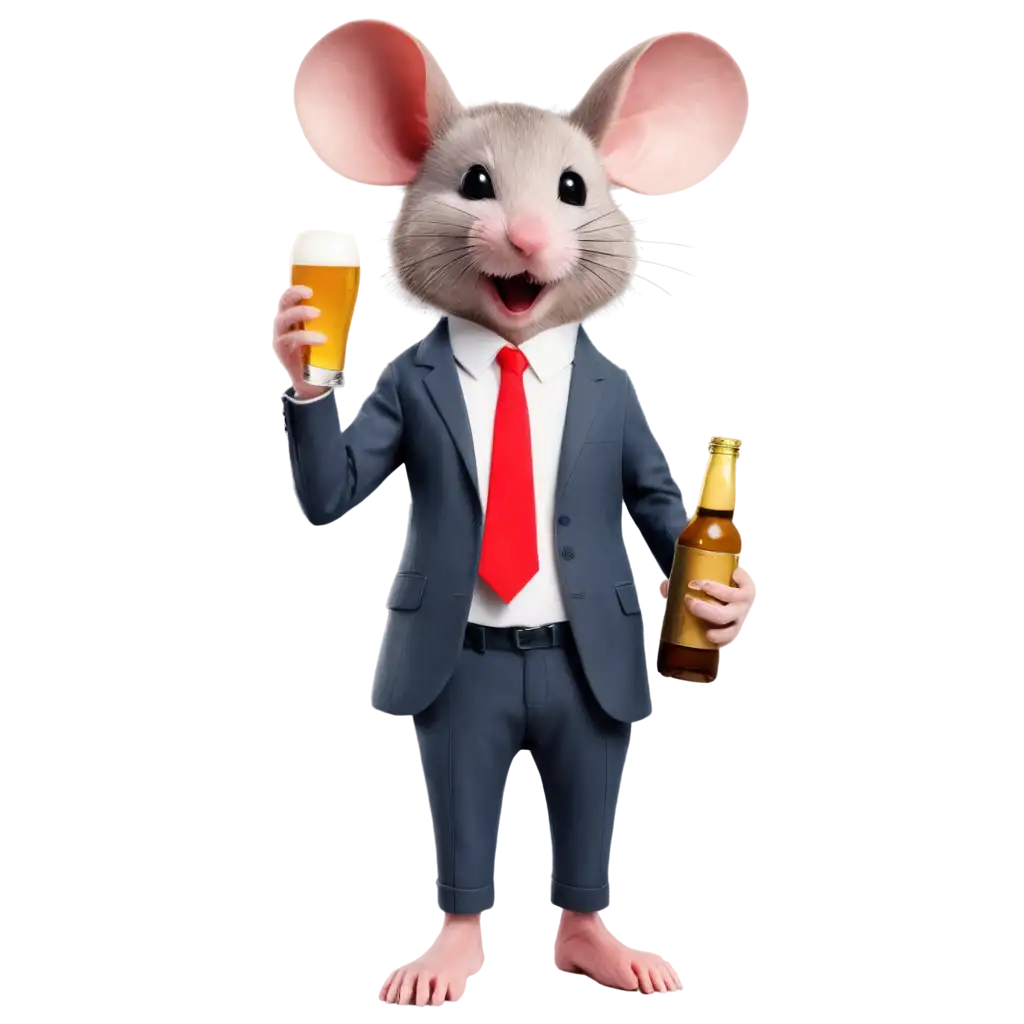 Drunk-Mouse-Holding-Beer-Bottle-in-Suit-HighQuality-PNG-Image