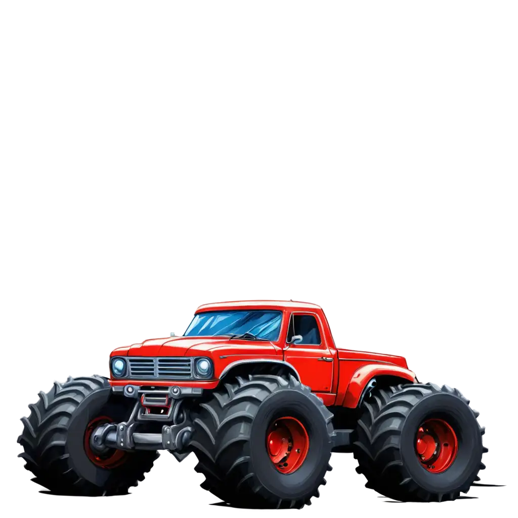 Sketch-Cartoon-Monster-Truck-with-Red-Eye-and-Big-Tooth-PNG-Image