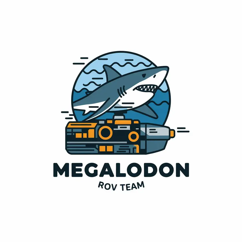 LOGO Design for Megalodon ROV Team Shark and Submarine ROV with Bold Text for Nonprofit Industry