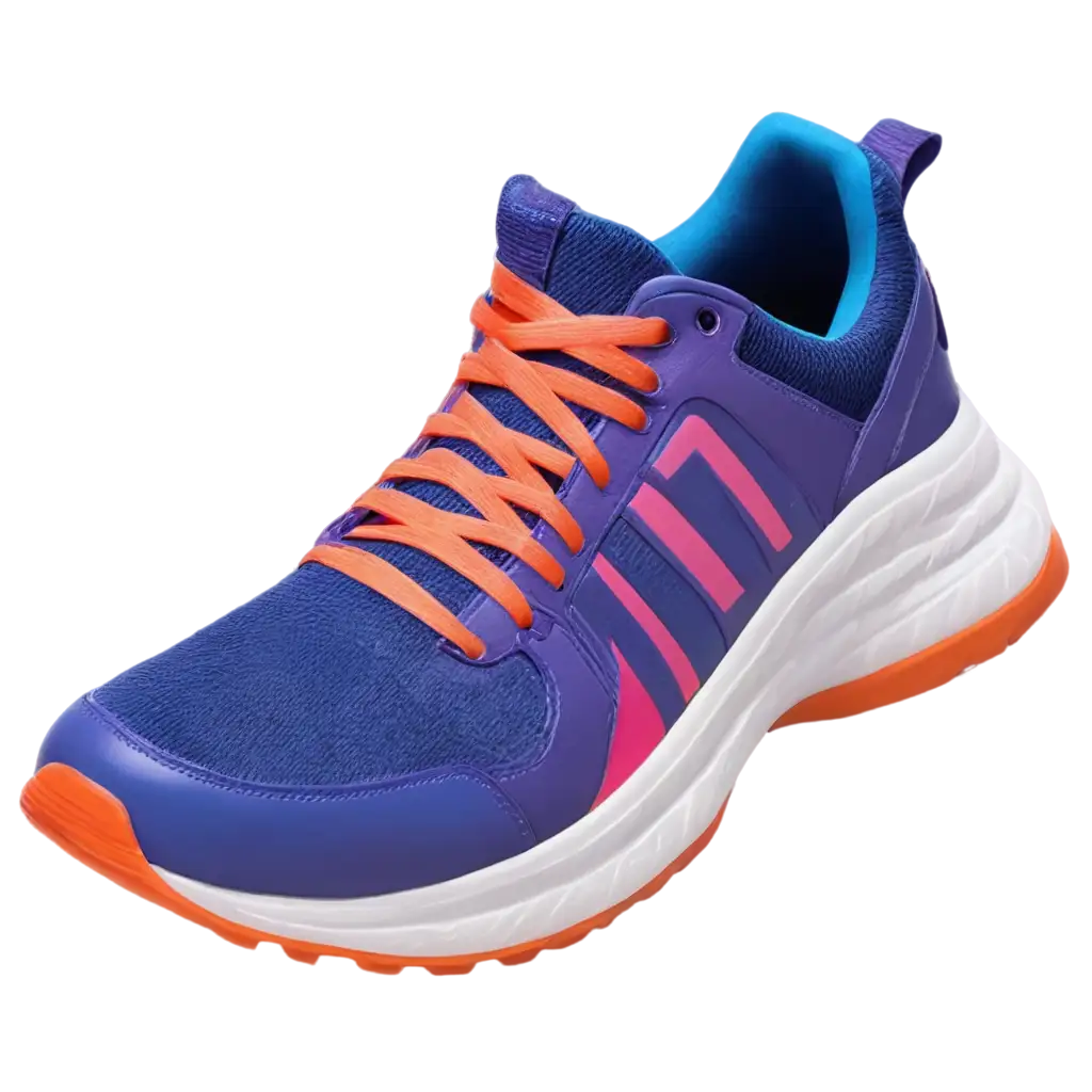 HighResolution-PNG-of-Colorful-Athletic-Sneaker-with-Vibrant-Purple-Laces-and-Futuristic-Design