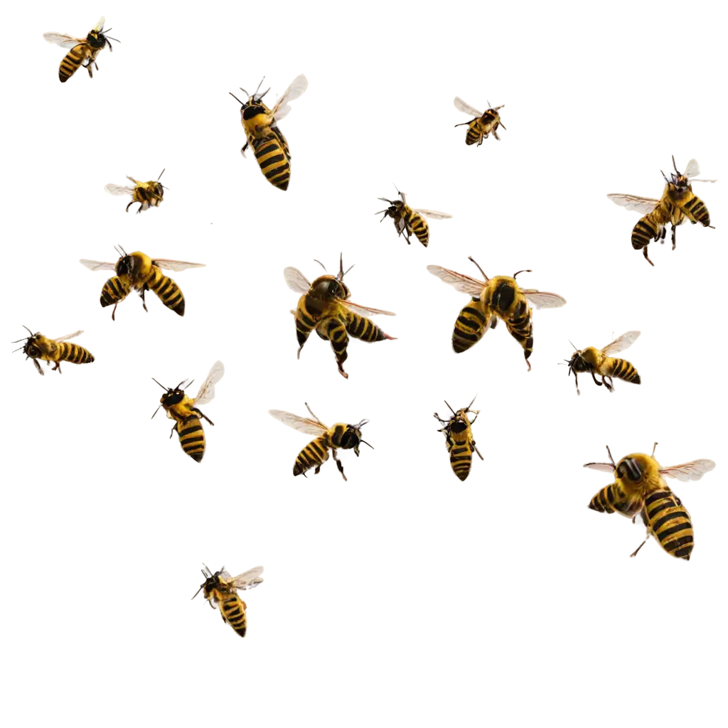 Swarm-of-Bees-PNG-Image-Buzzing-Nature-Illustration-for-Digital-Projects