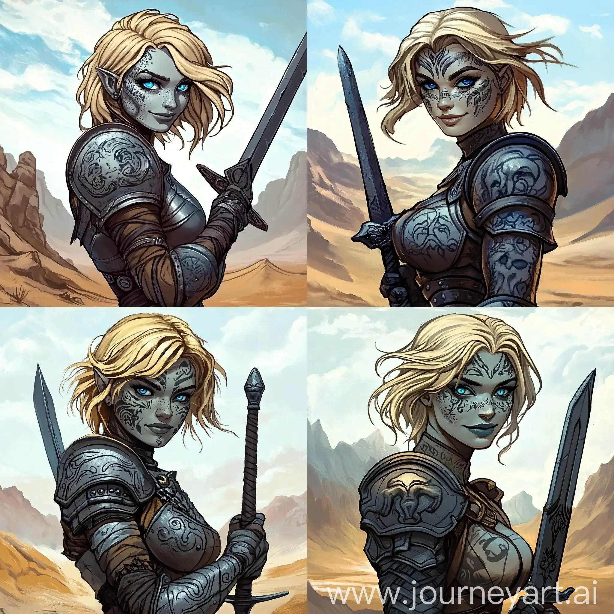 Goliath-Paladin-Girl-in-Desert-Mountain-Setting