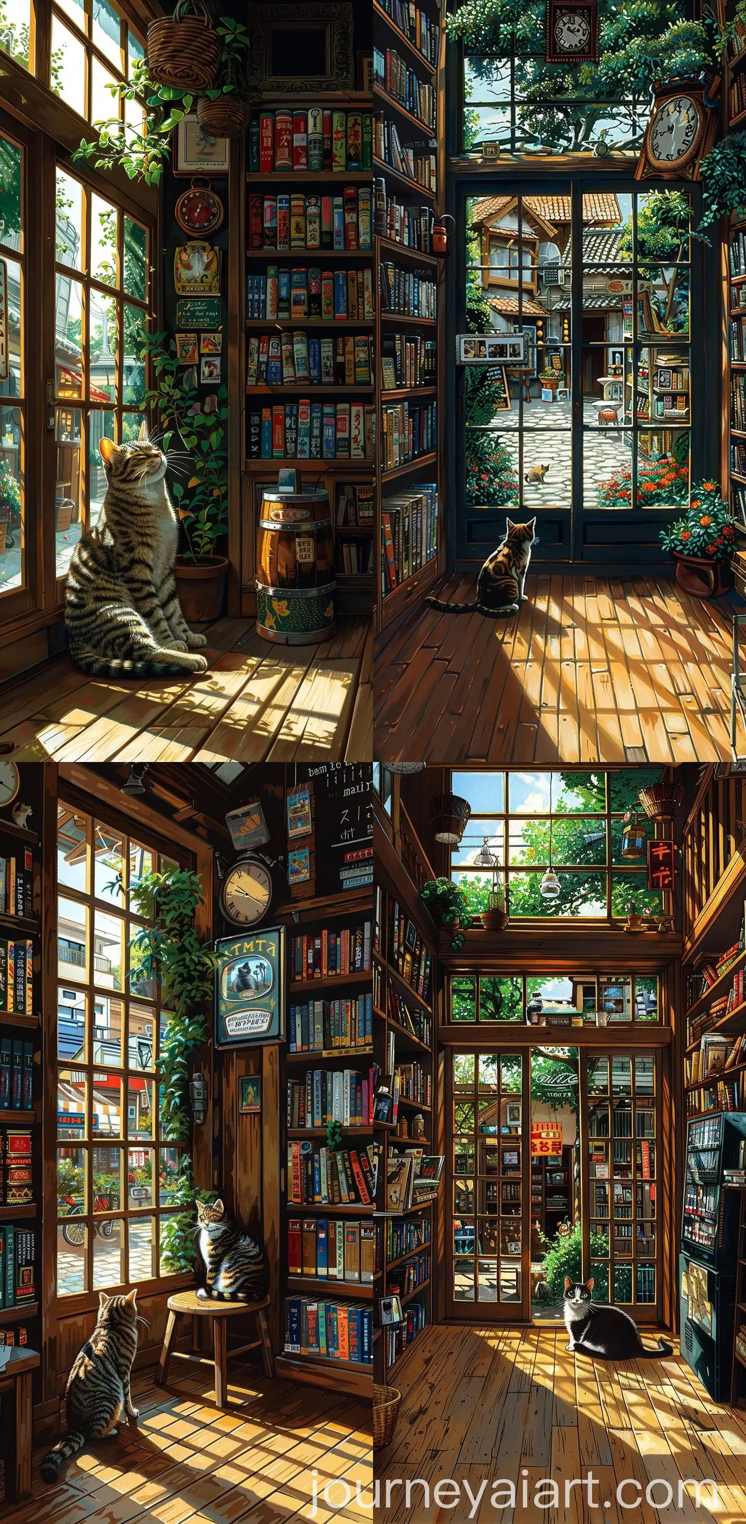 Cozy-Cat-Reading-Nook-in-a-Vintage-Bookstore