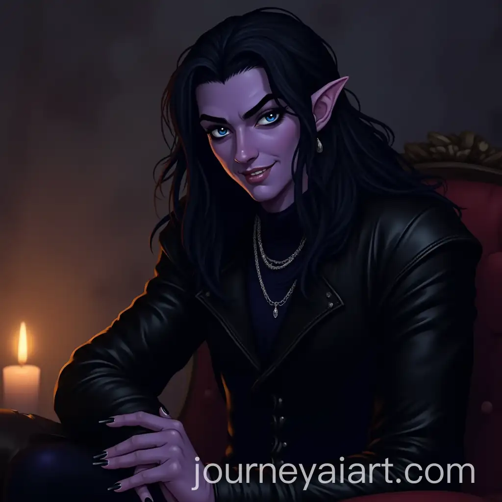 Handsome-Drow-Elf-with-Black-Leather-Outfit-in-Candlelit-Room
