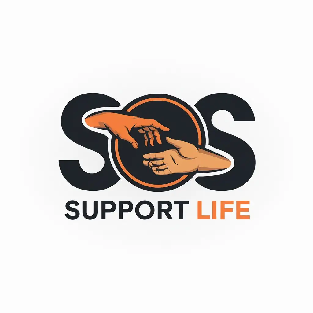 LOGO Design for SOS SUPPORT LIFE Reach Out Symbol in Vector Style for Internet Industry