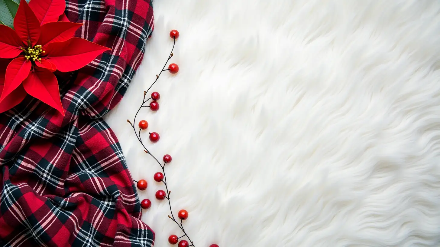 Elegant Holiday Background with Burgundy and Black Plaid