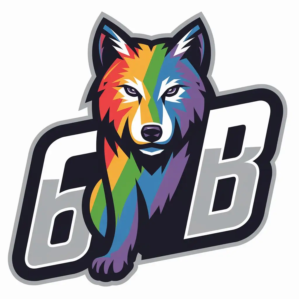 a vector logo design,with the text "6B", main symbol:Wolf cub, rainbow,Moderate,be used in Sports Fitness industry,clear background