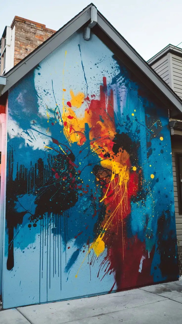 Abstract-Expressionist-Mural-on-House-Exterior-in-Urban-Setting