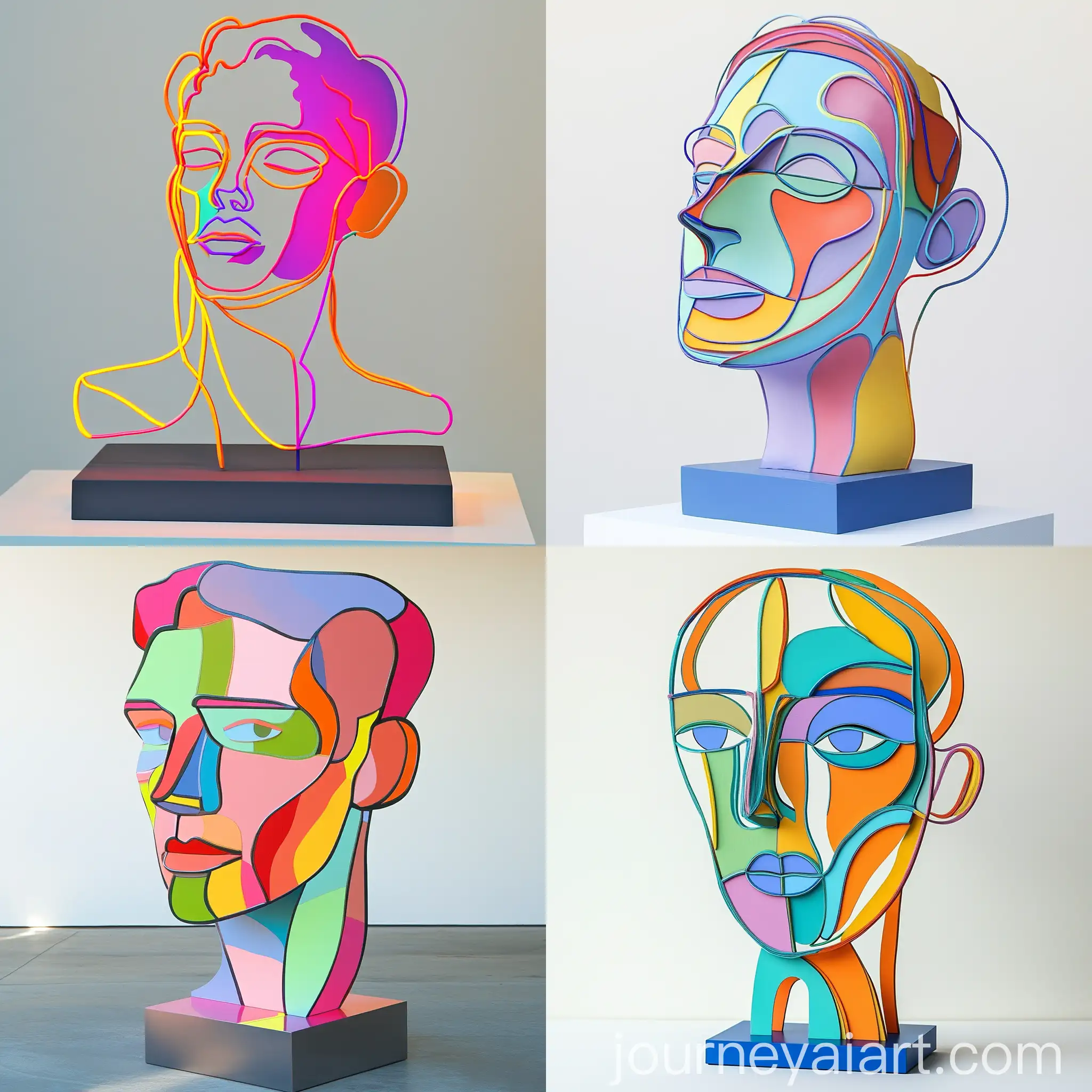 Vibrant-Abstract-Cartoon-Portraits-Sculpture-by-Michael-CraigMartin
