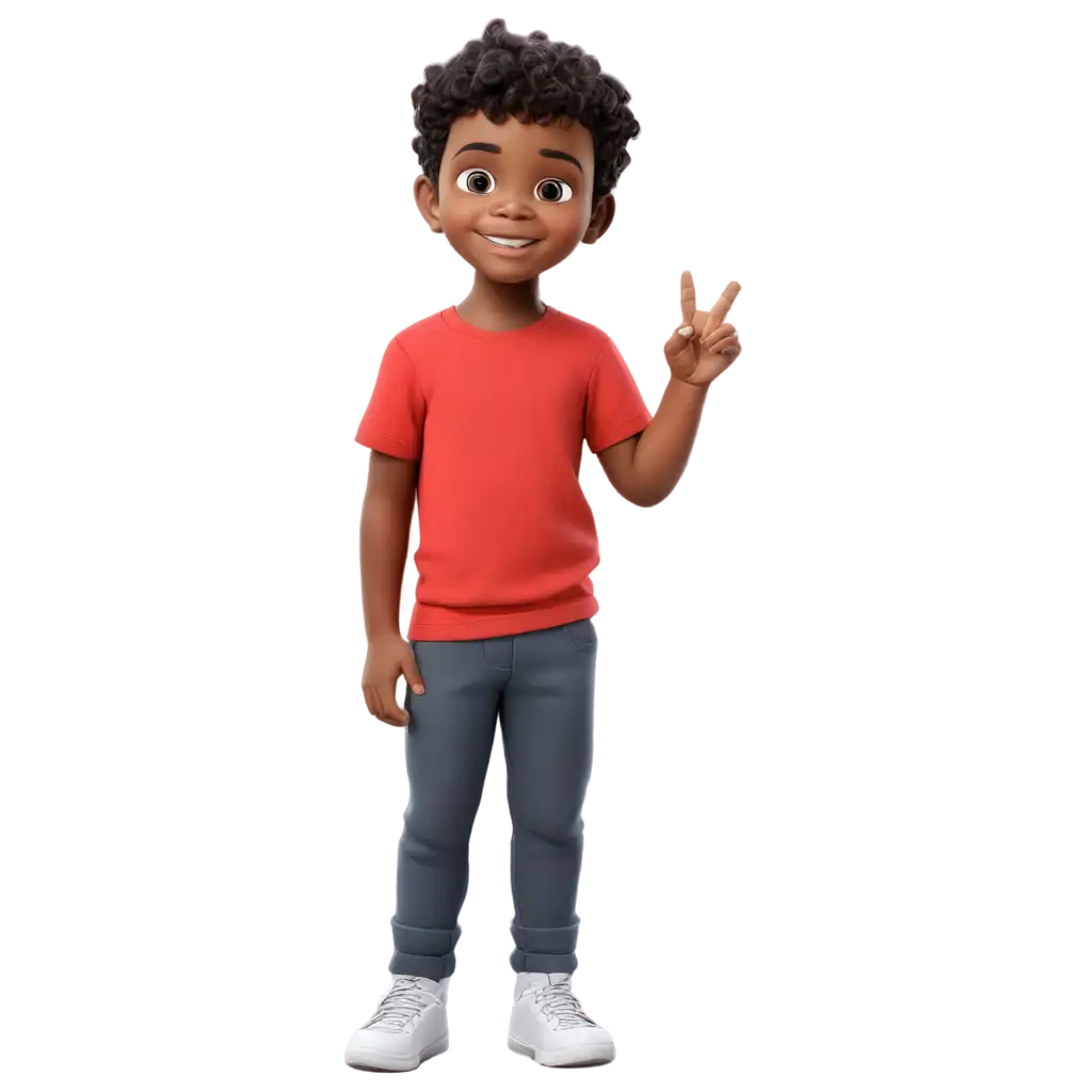 PNG-Cartoon-Image-of-a-Small-Child-in-Red-Shirt-and-Gray-Pants-with-Two-Finger-Style