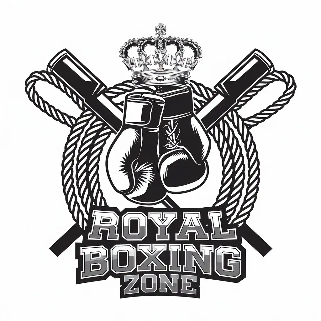 LOGO Design for Royal Boxing Zone Vector Design Featuring Boxing Gloves for Sports Fitness