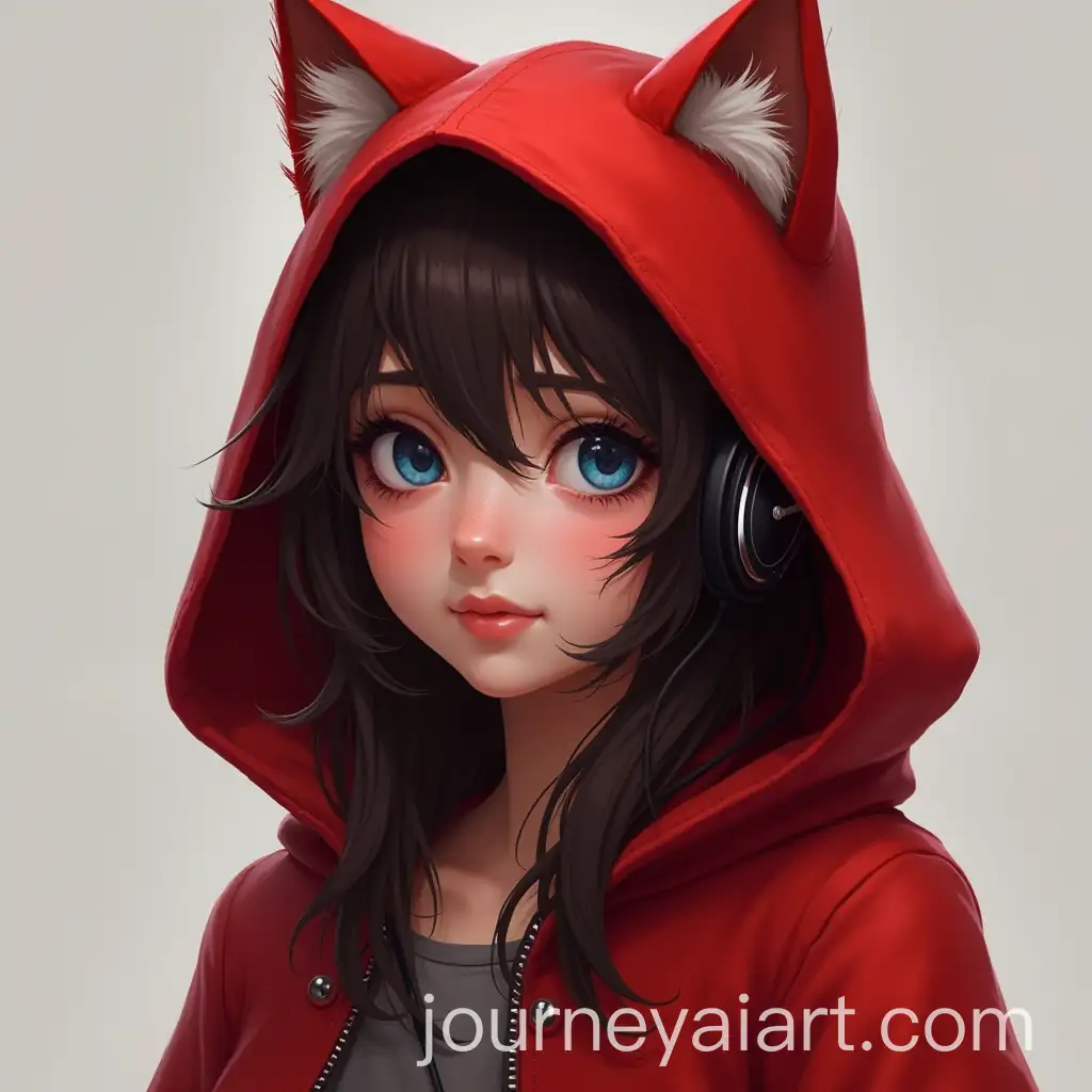 Little-Red-Riding-Hood-with-Cat-Ears-and-Gamer-Headphones-in-Realistic-Style
