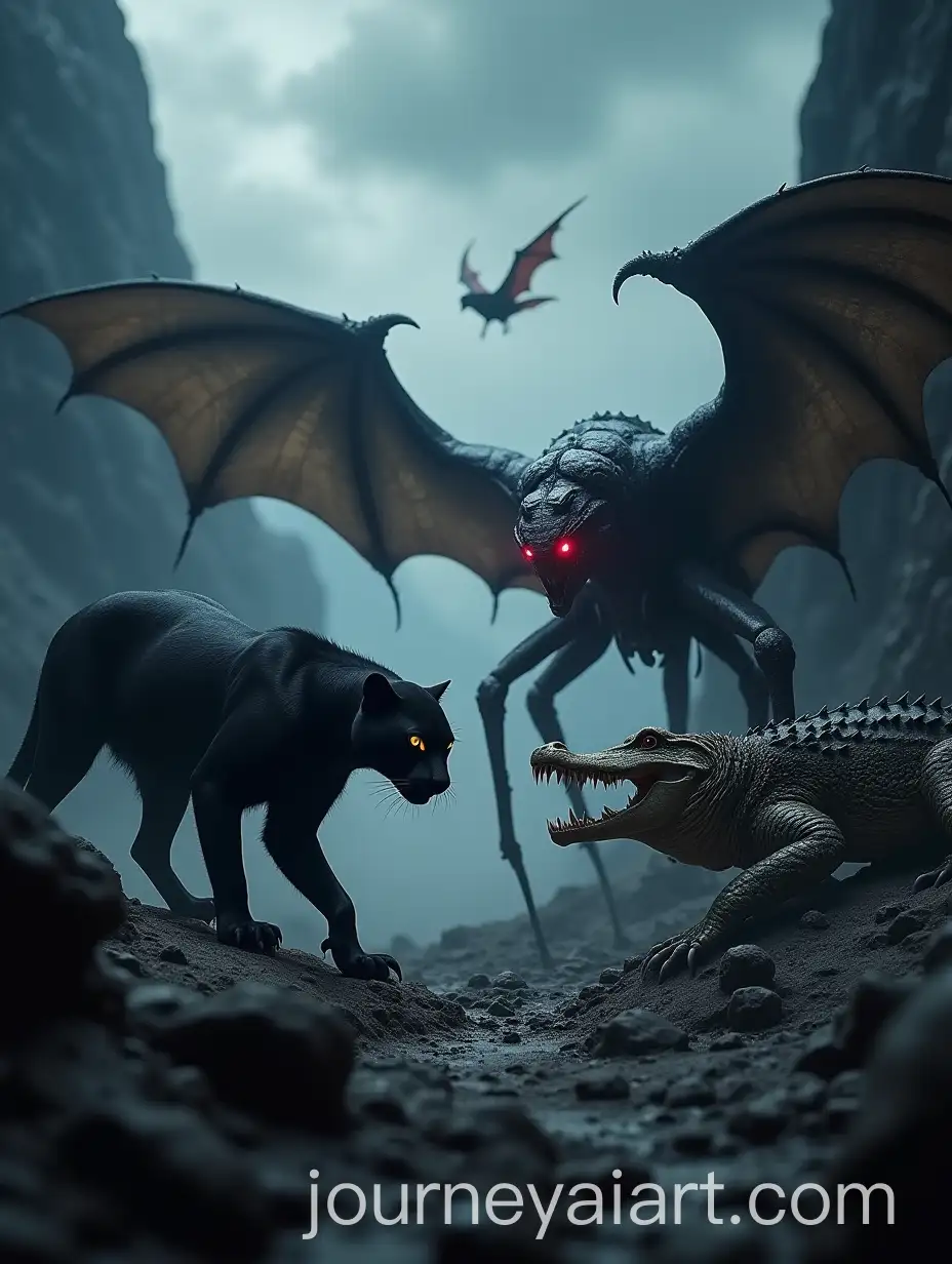 Battle-of-Fearsome-Creatures-in-a-Stormy-Mountain-Landscape
