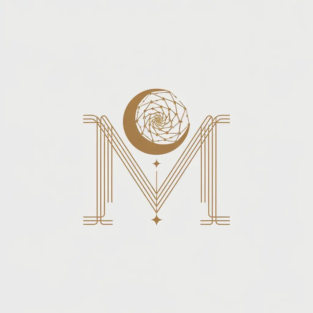 LOGO Design for M Golden Ratio Moon with Minimalistic Style and Clear Background