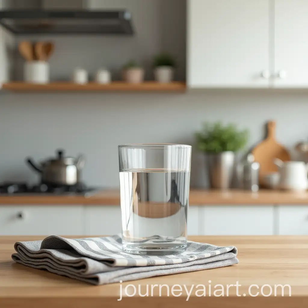 Modern-Kitchen-Interior-with-Clear-Glass-of-Water-on-Wooden-Countertop