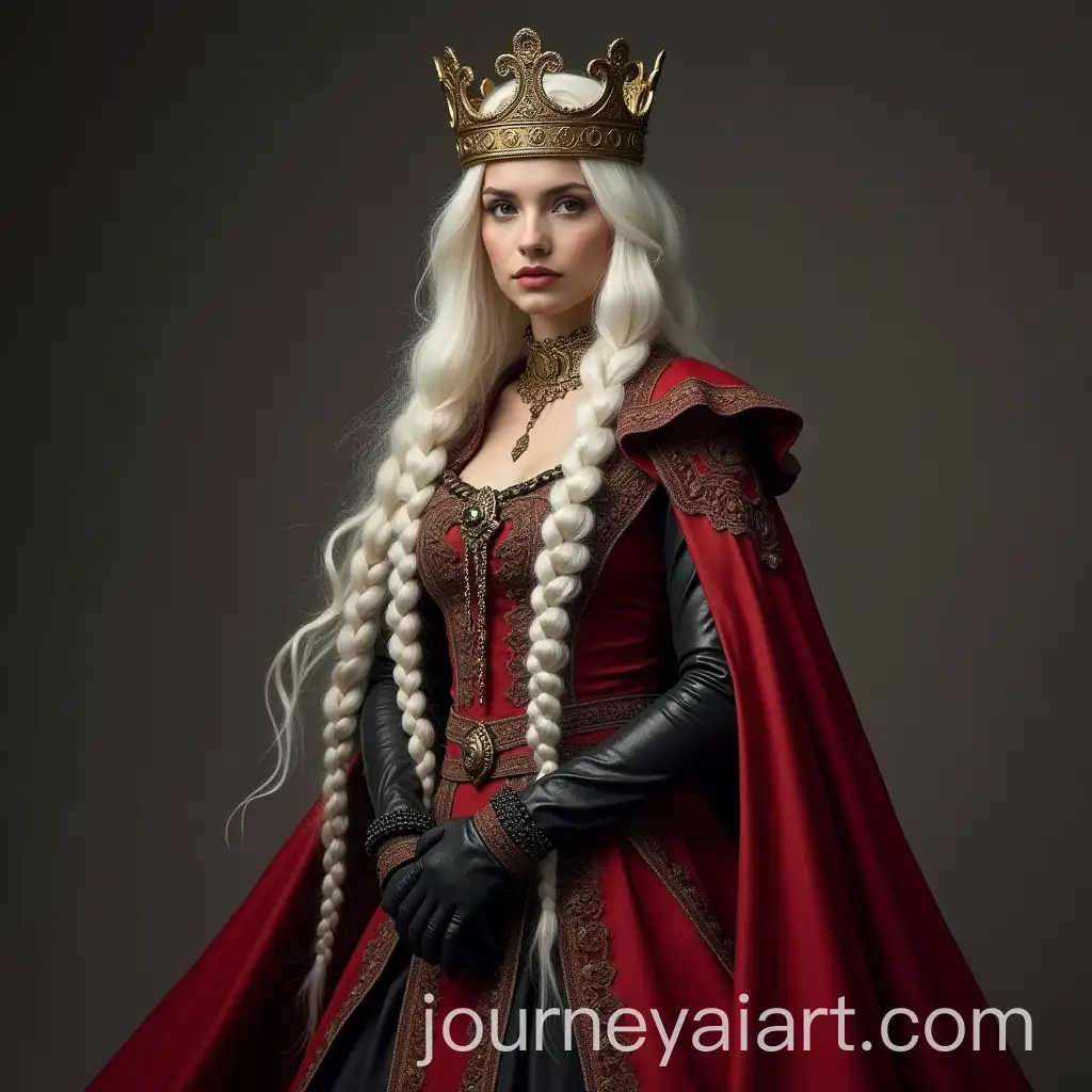 Young-White-Woman-Crowning-Ceremony-After-Conquest-in-Red-and-Black-Gown