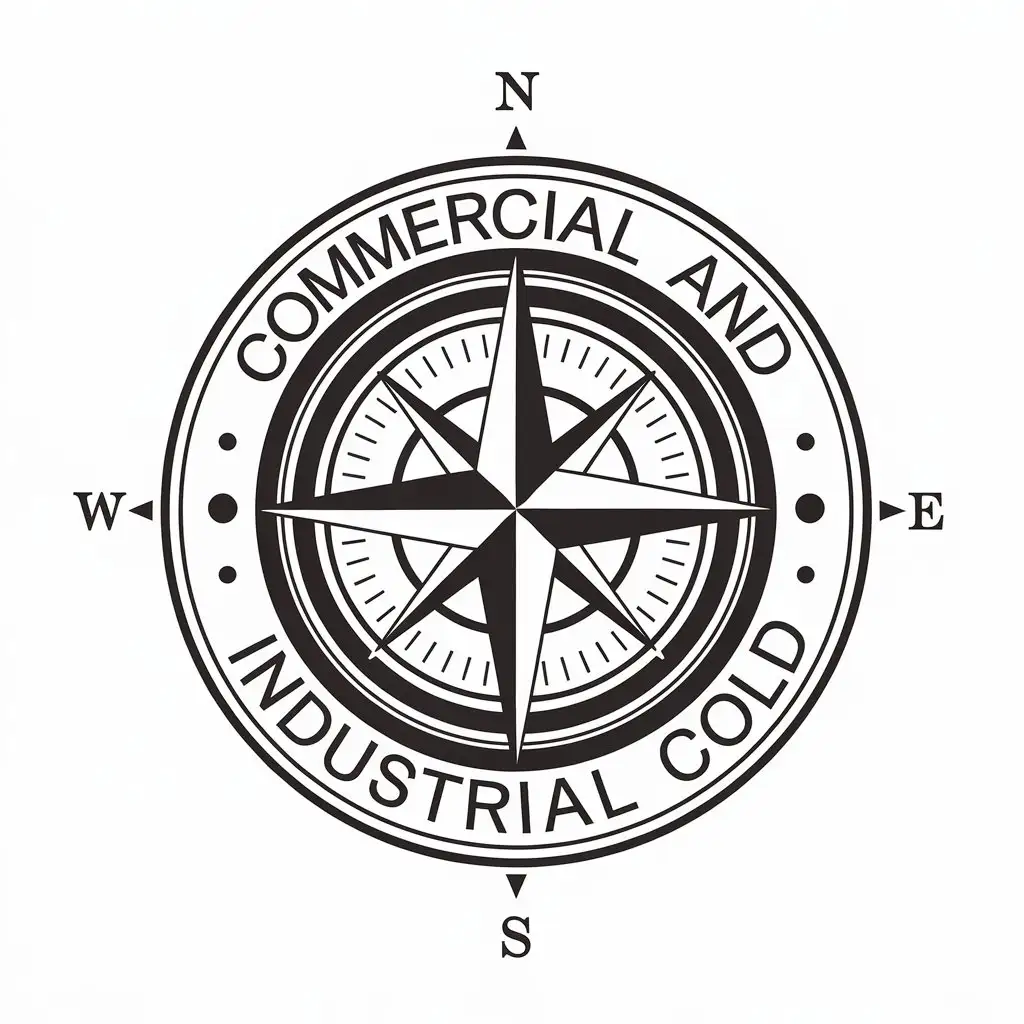 a vector logo design,with the text "Commercial and Industrial cold", main symbol:compass rose,Moderate,be used in Others industry,clear background