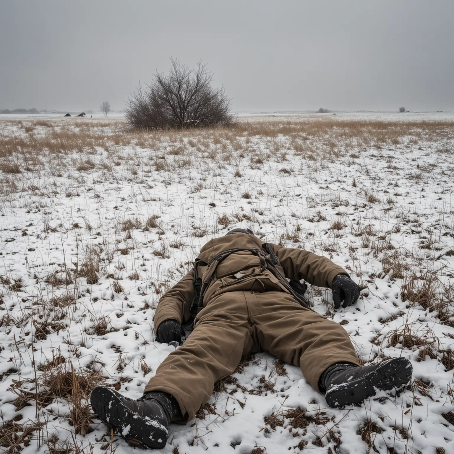 Mysterious-Stalker-in-a-Winter-Field-with-a-Backpack