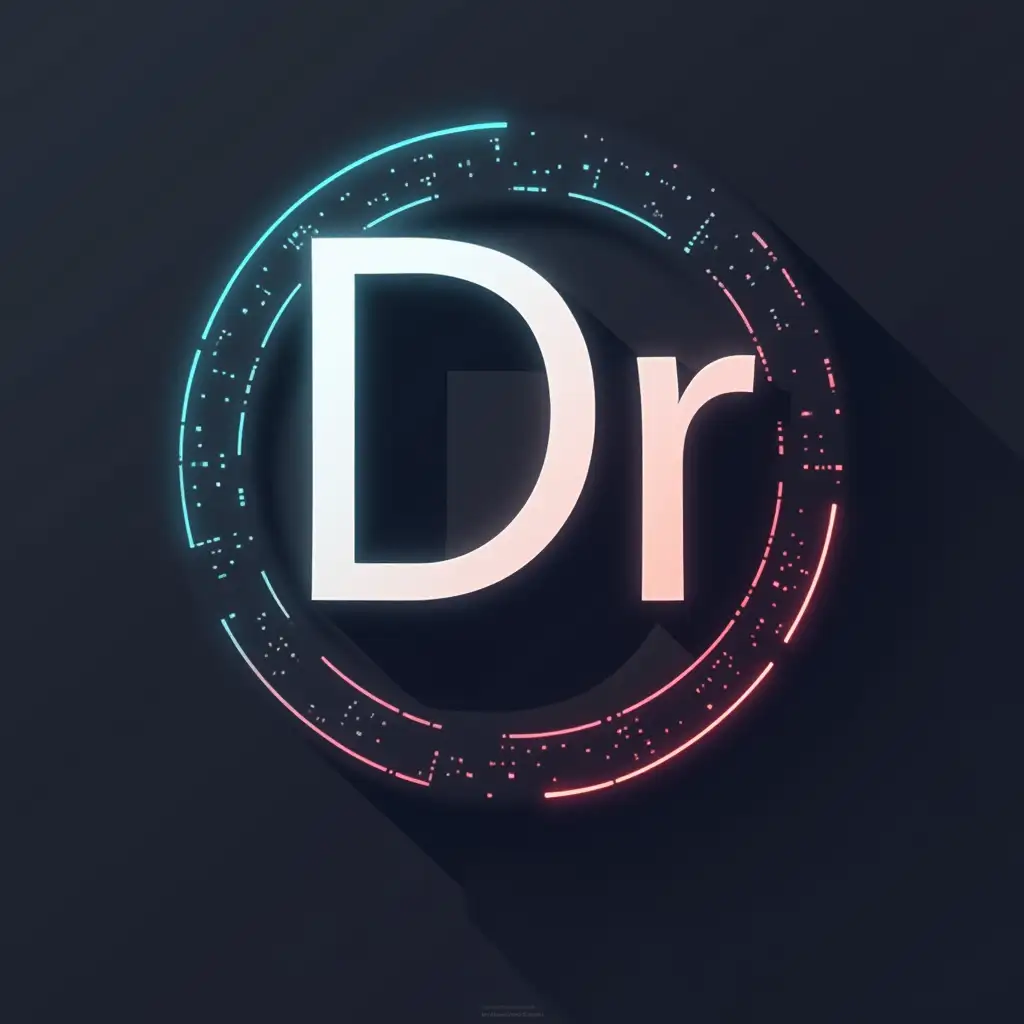 Generate an icon with the letters 'DR' as the main focus