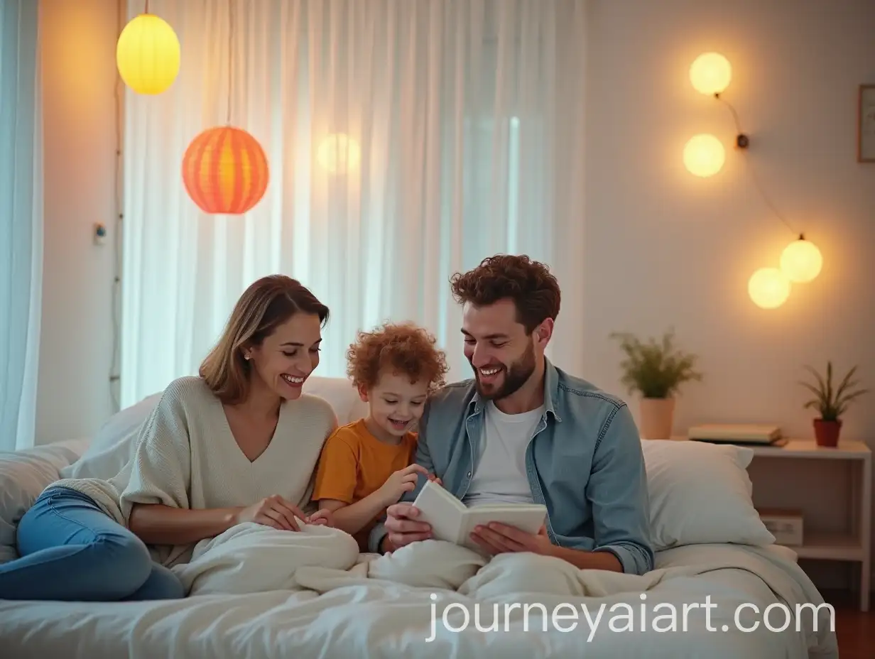 Relaxed-White-Family-Enjoying-Time-in-a-Modern-Smart-Home-with-Colorful-Accents