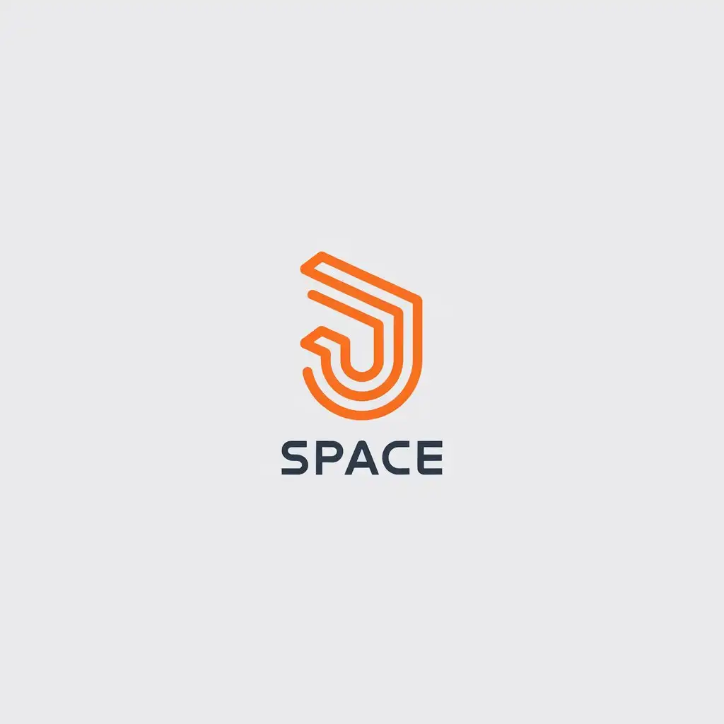 a vector logo design,with the text "Space", main symbol:The letter "J" in orange,Minimalistic,be used in Technology industry,clear background