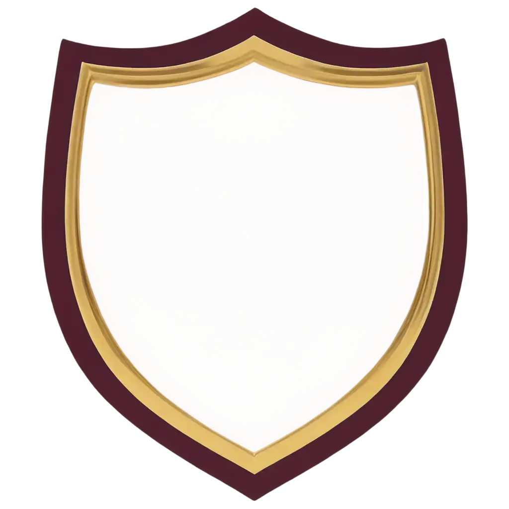 Golden shield logo with maroon border and golden edges