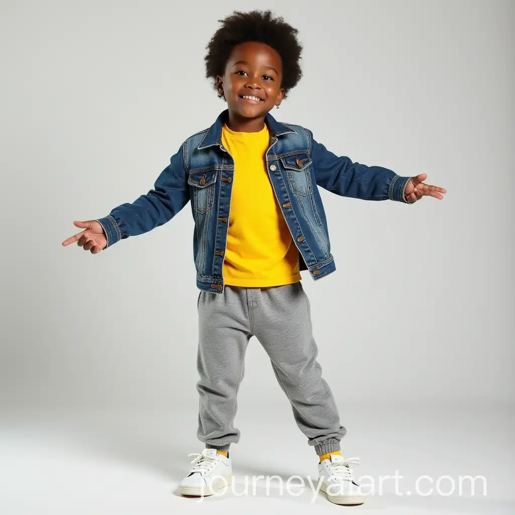 Cute-Black-Boy-Ready-to-Dance-in-Casual-Denim-Outfit