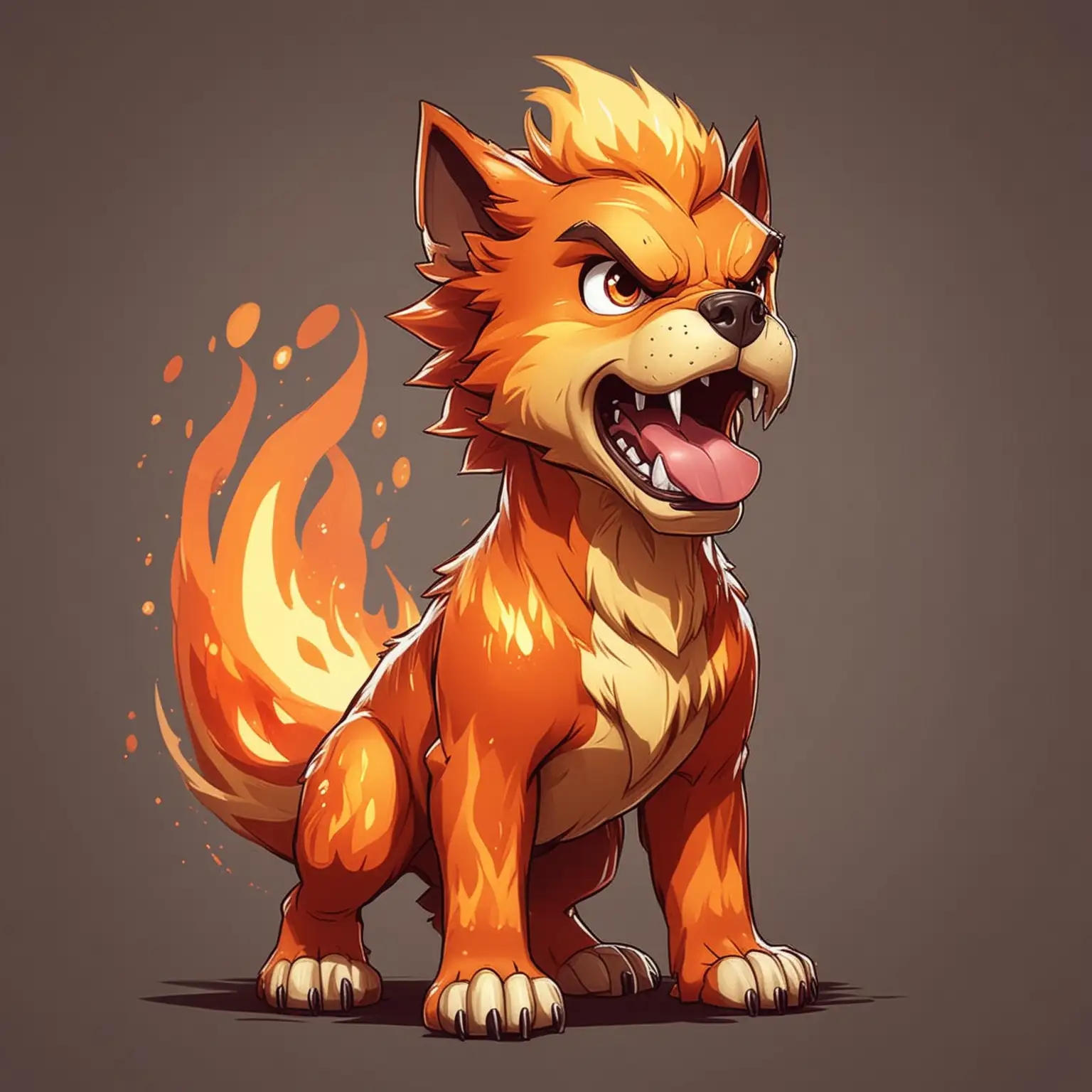 Cartoon Angry Fire Dog in Pokemon Style