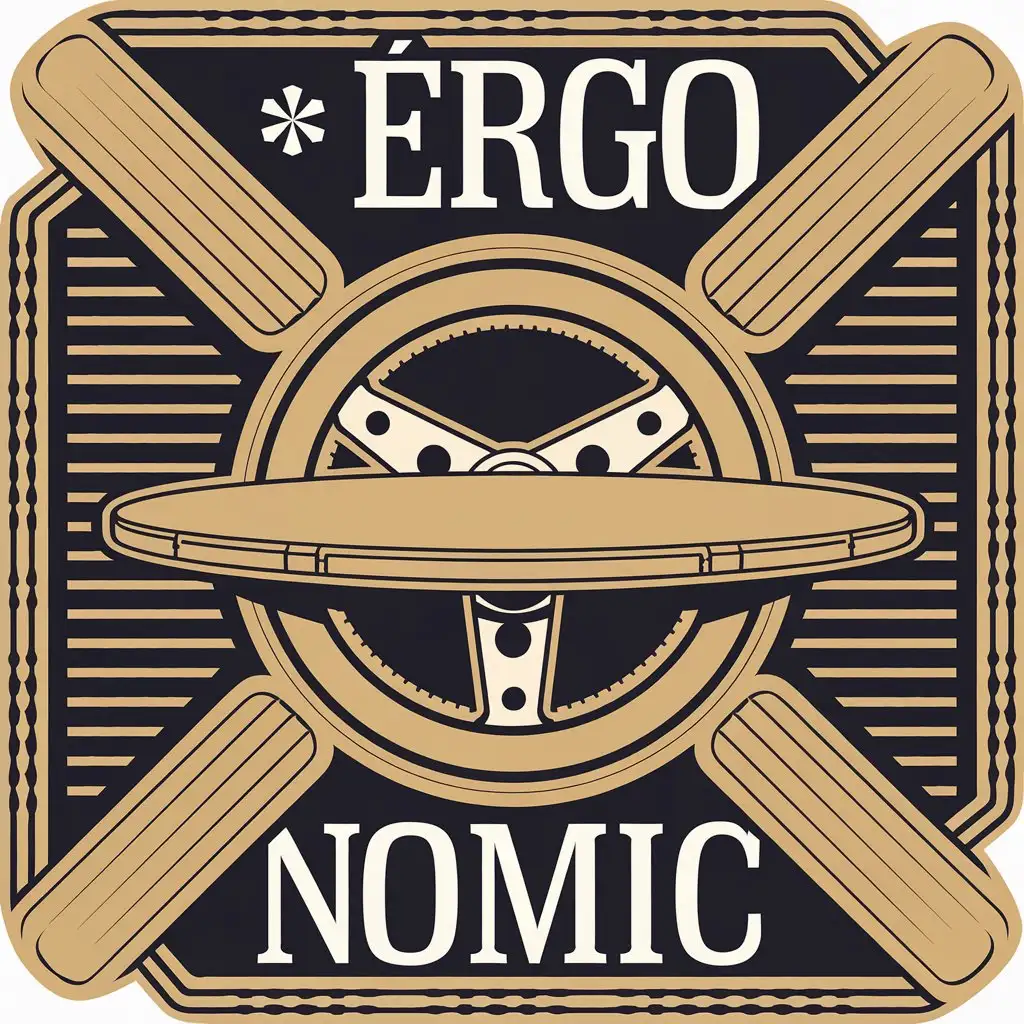 a vector logo design,with the text "Érgo nomic", main symbol:Steering wheel with a table,complex,be used in Automotive industry,clear background