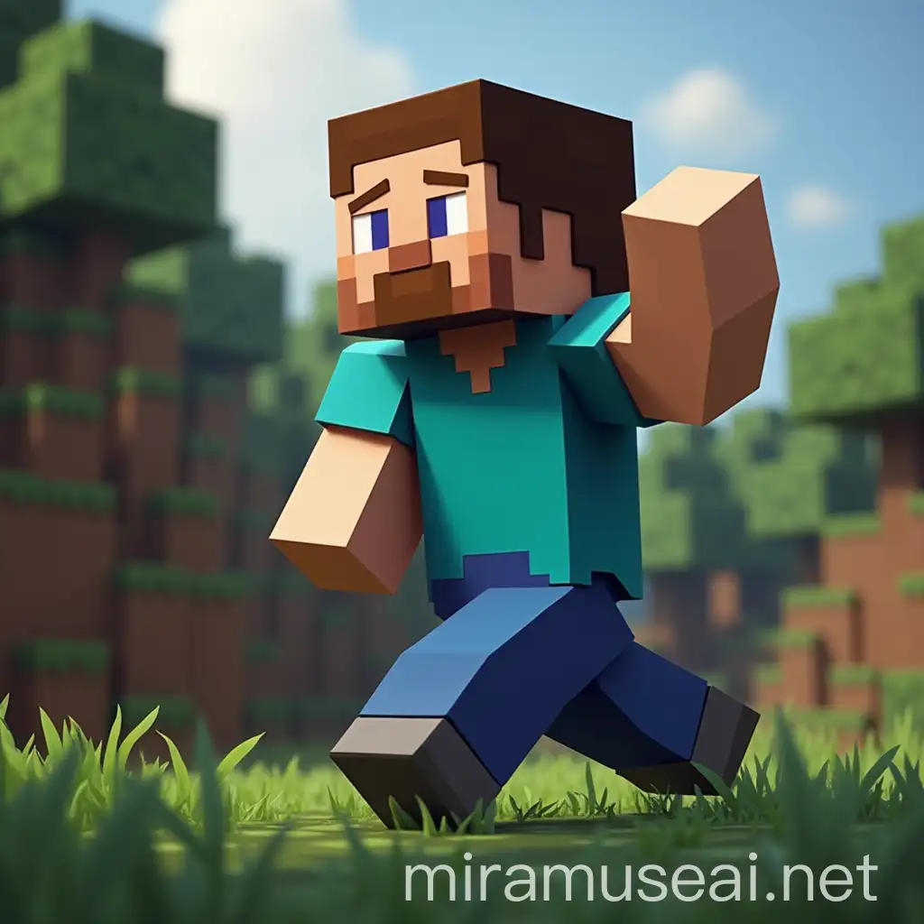 Steve Minecraft Character in Blocky World Adventure