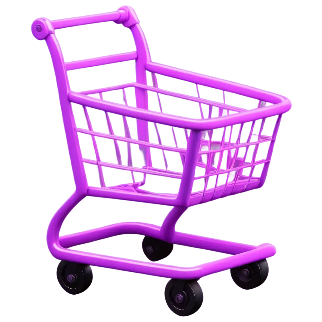 HighQuality-3D-Purple-Shopping-Cart-PNG-with-Black-Background-for-Versatile-Use