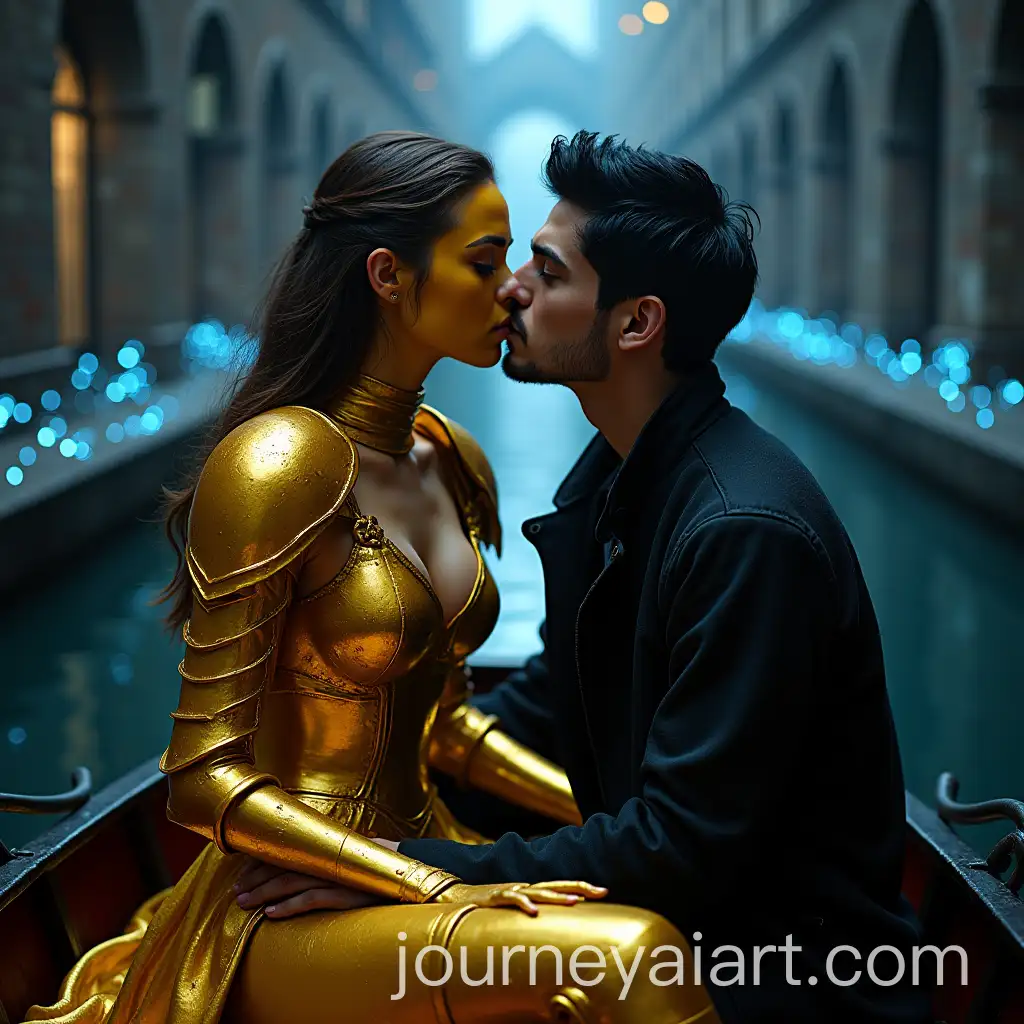 Romantic-Fantasy-Reunion-of-Fated-Mates-on-a-Boat-in-a-Tunnel-City-Canal