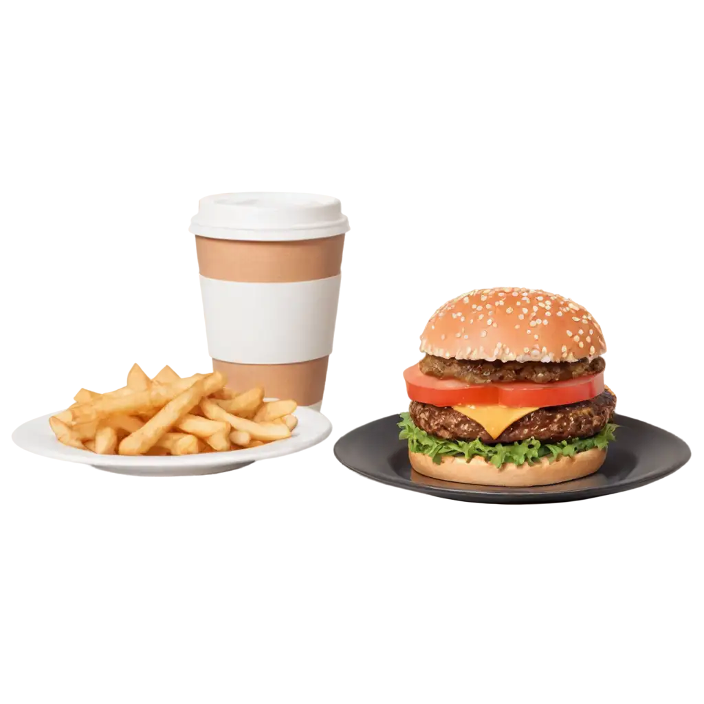 Delicious-Burger-and-Coffee-PNG-Image-Crisp-Visuals-for-Culinary-Delight