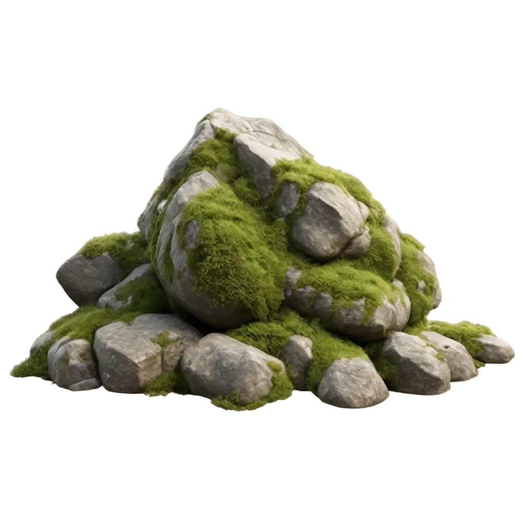 HyperRealistic-MossCovered-Stone-PNG-Image-for-HighQuality-Digital-Projects