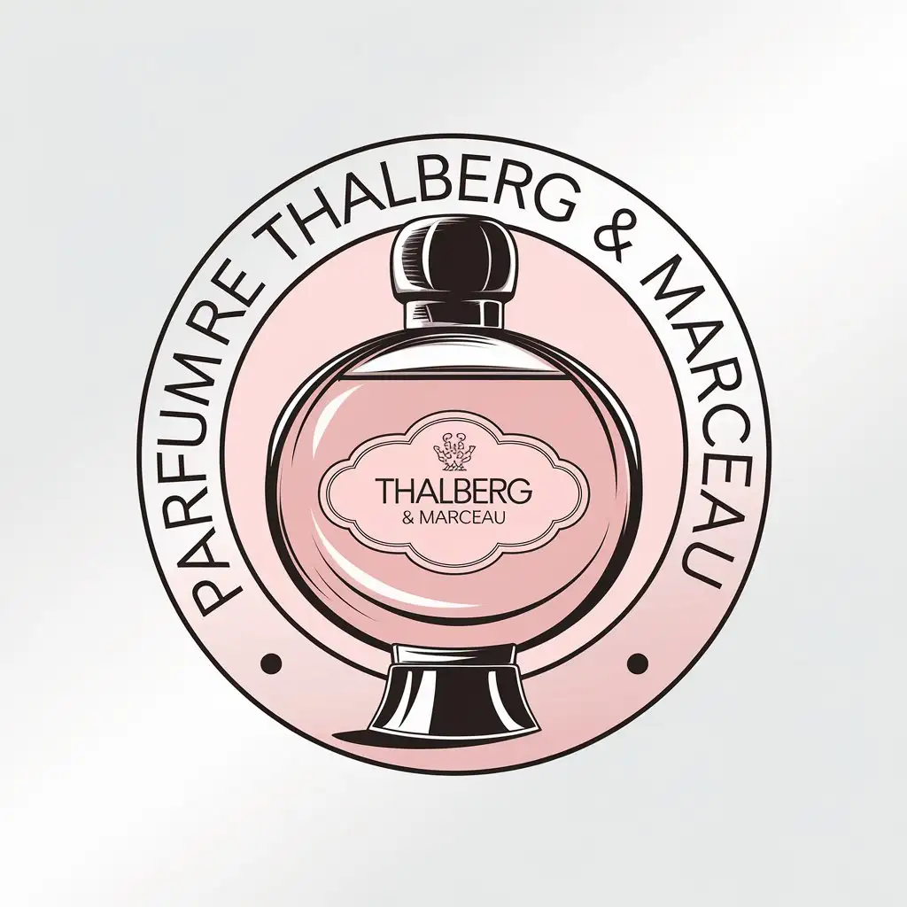 LOGO Design for Parfumerie Thalberg Marceau Soft Pastel Pink with Perfume Theme