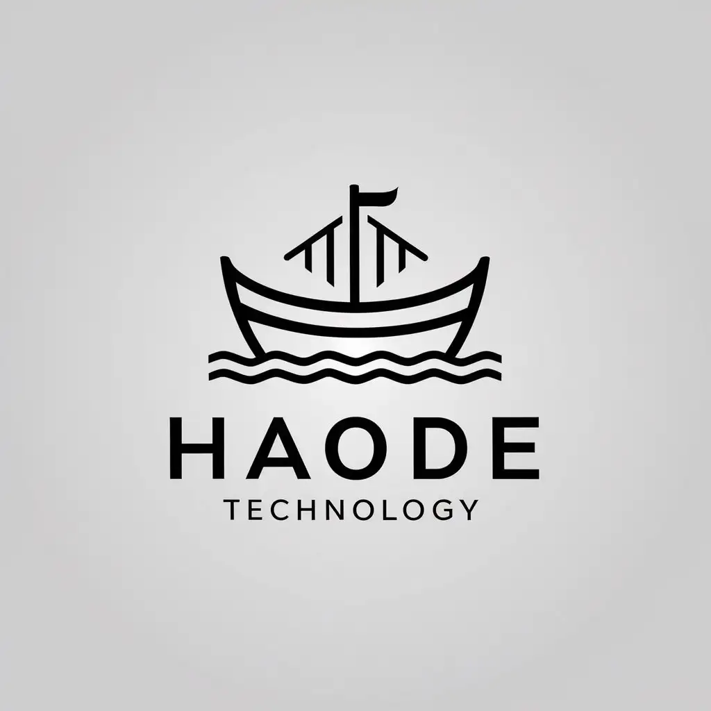 a vector logo design,with the text "Haode Technology", main symbol:small boat,Minimalistic,be used in Technology industry,clear background