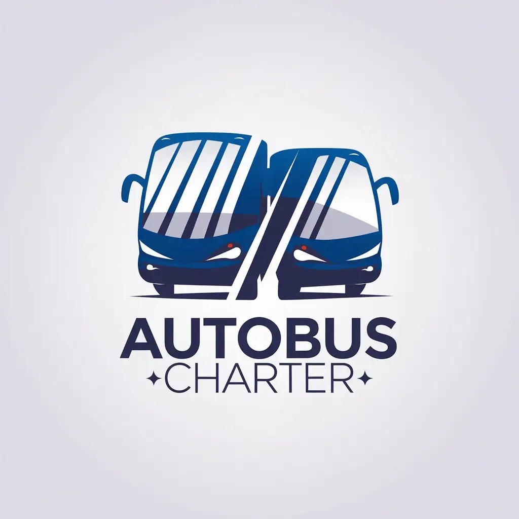 a vector logo design,with the text "Autobus Charter", main symbol:busses,Minimalistic,clear background