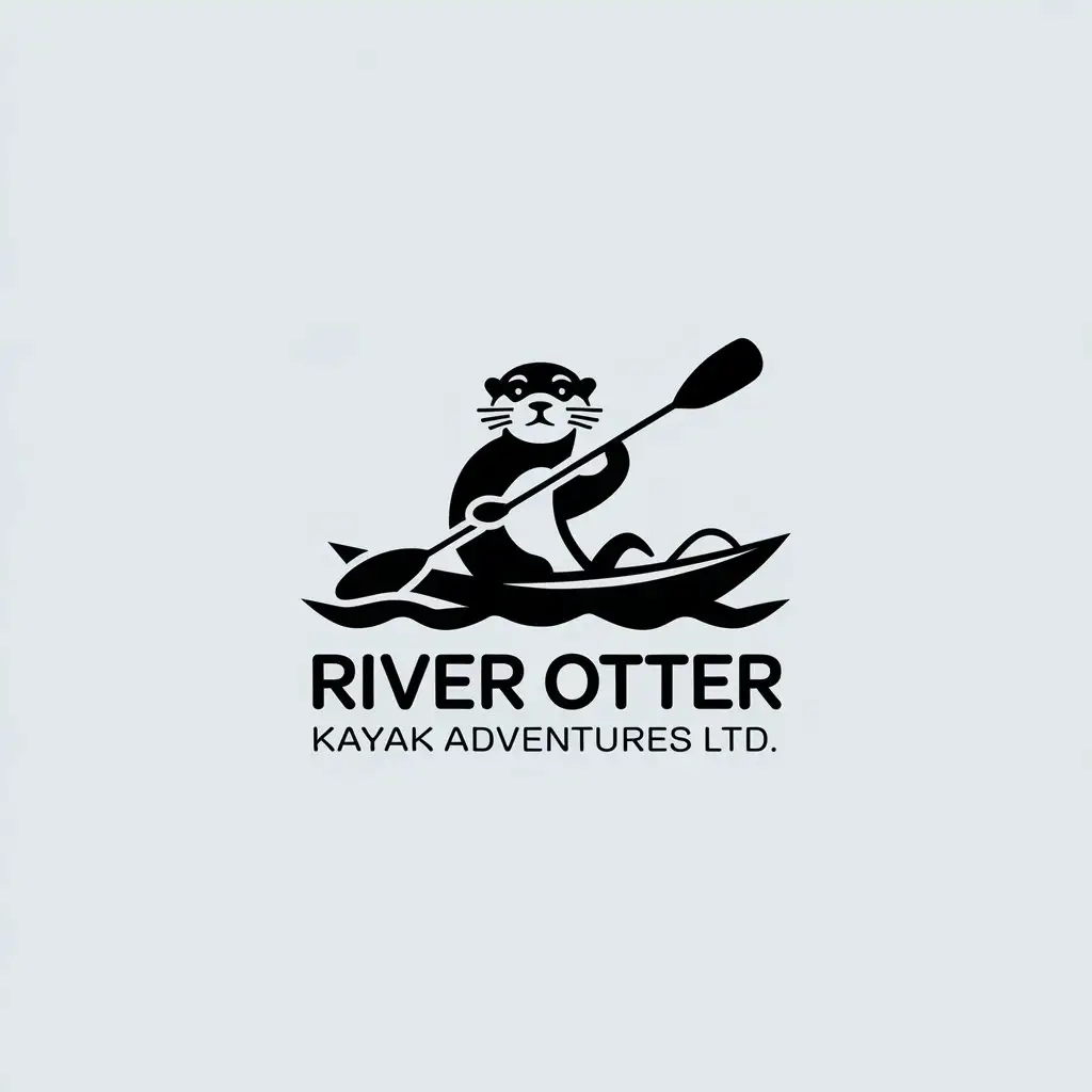 LOGO Design for River Otter Kayak Adventures Ltd Blue Modern Style with Otter Paddle and Nature Elements