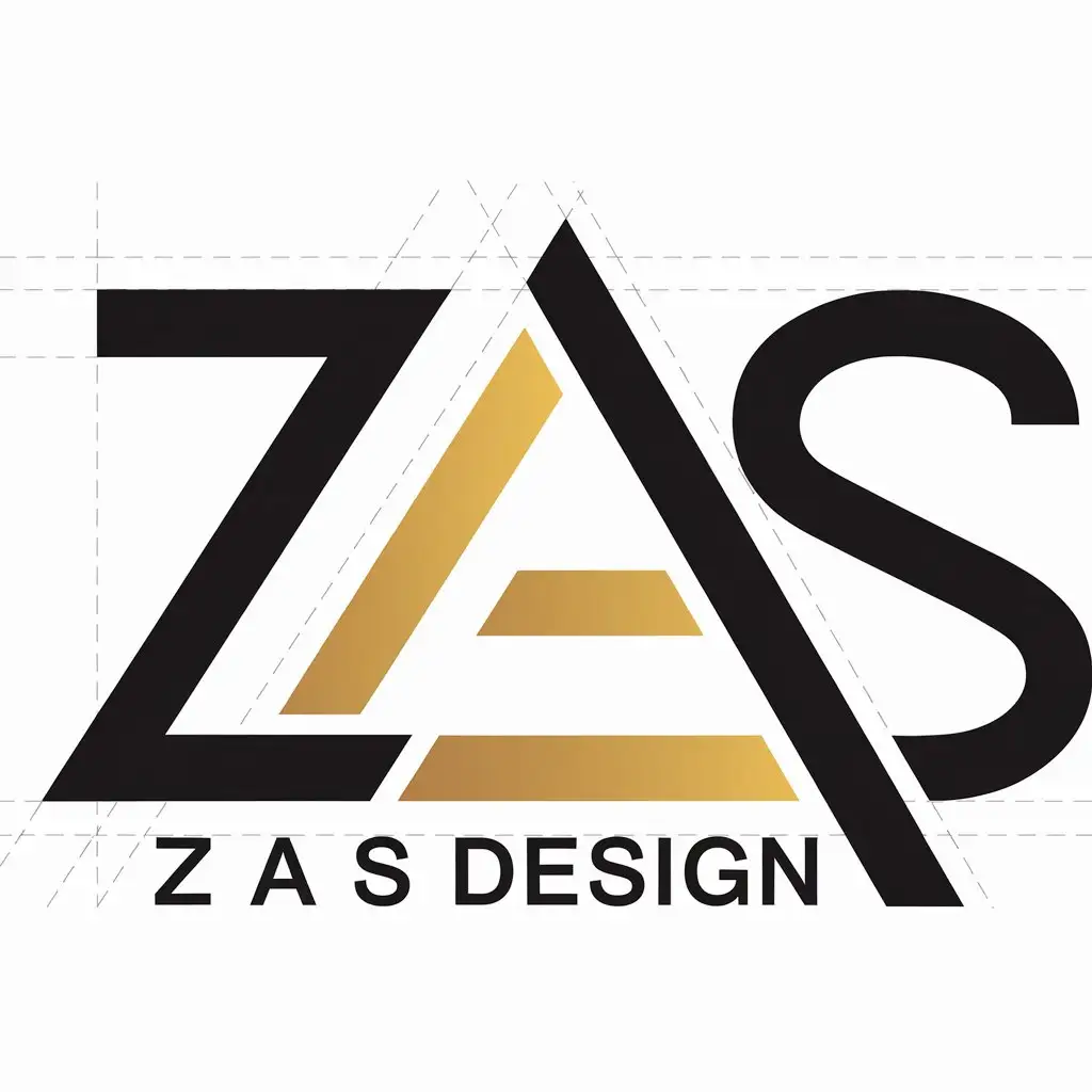 LOGO Design for Z A S DESIGN Gold Text with Construction Industry Symbolism