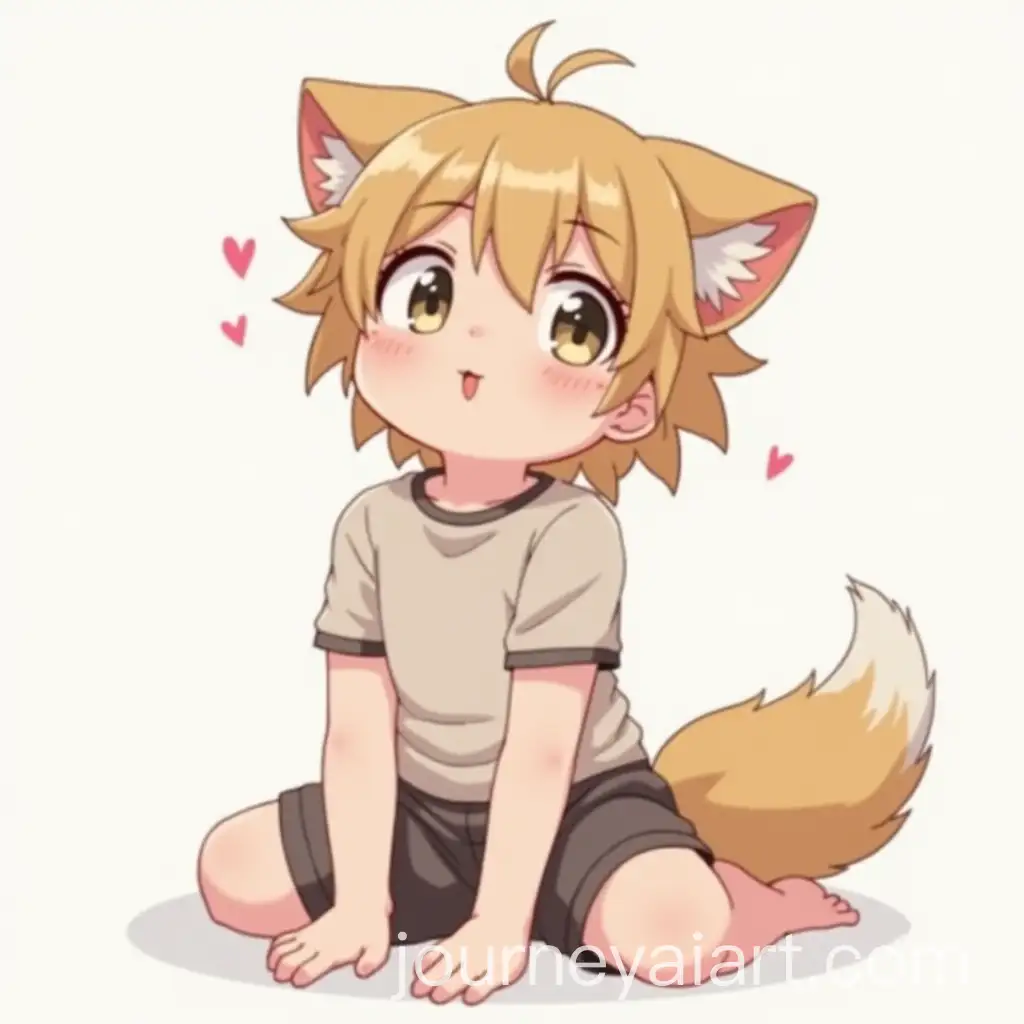 Cute-Anime-Boy-with-Dog-Ears-and-Tail-Sitting-on-Knees-Looking-Up