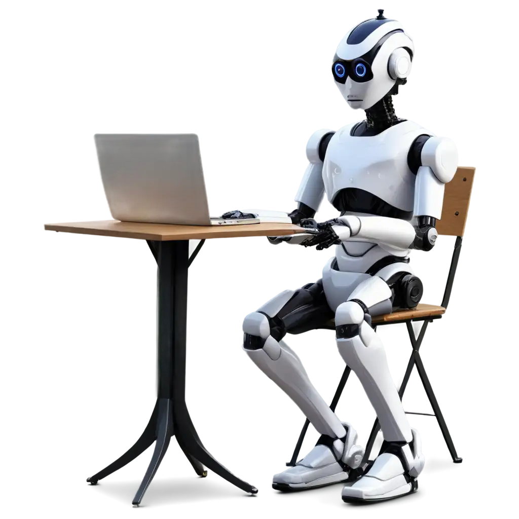 Realistic-Robot-Reading-at-a-Table-HighQuality-PNG-Image-for-Diverse-Applications