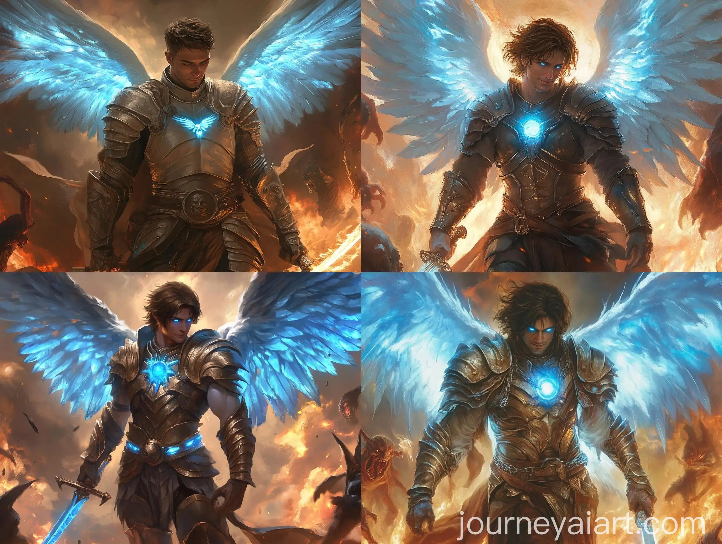 Angel-Warrior-with-Sapphire-Blue-Wings-Battling-Demons-in-Fiery-Hell