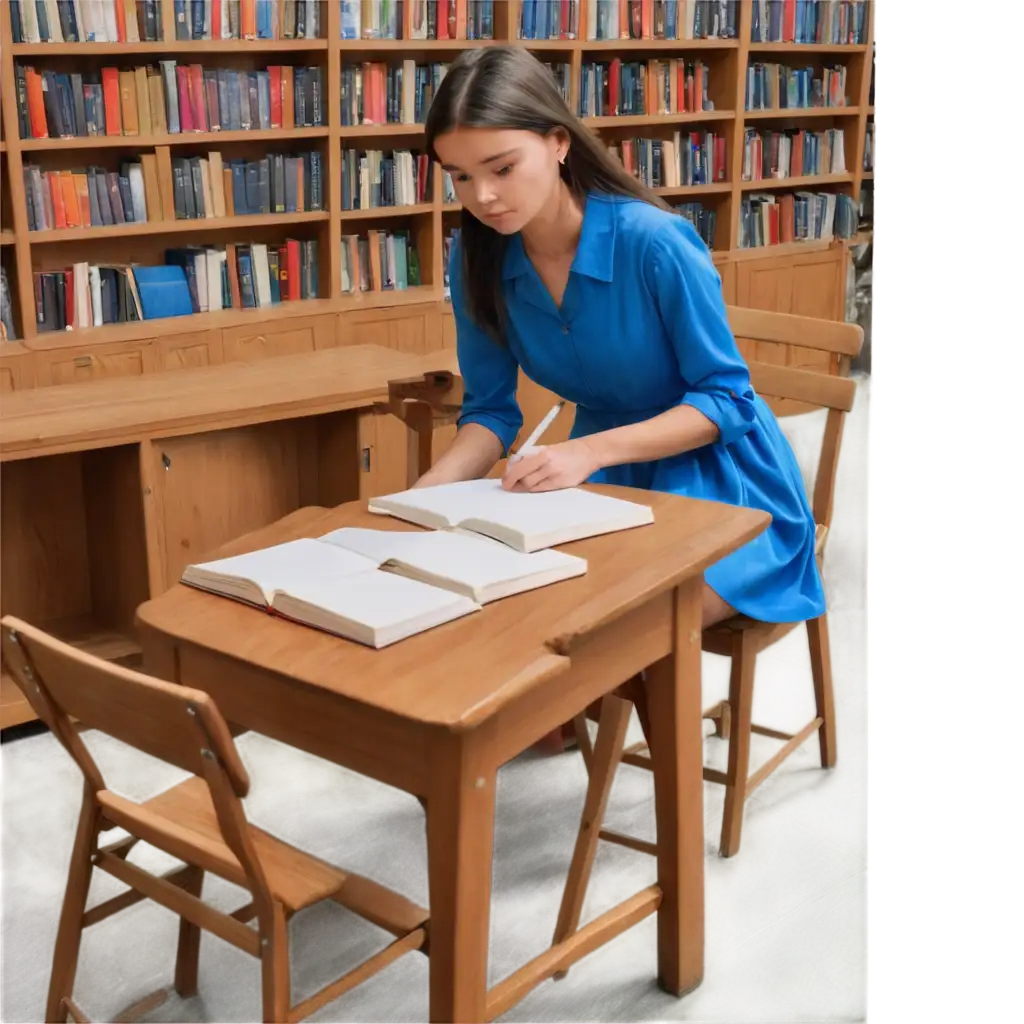 Girl-Student-Writing-in-Book-atPNG-Image-Usage-Scenarios-Wooden-Table-HighQuality-PNG-Image-for-Educational-and-Literary-Contexts
