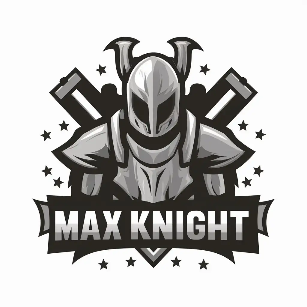 a vector logo design,with the text "Max Knight", main symbol:cosplay,complex,be used in Entertainment industry,clear background