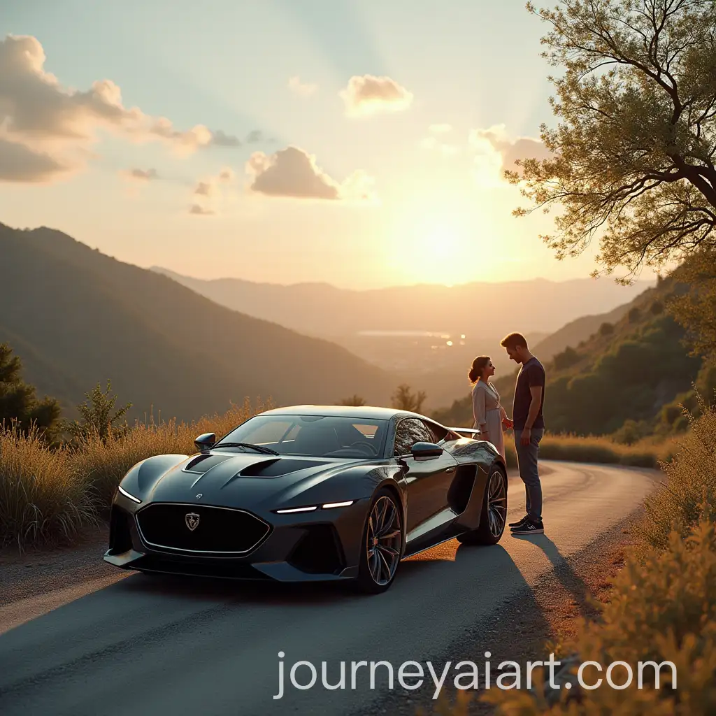 Luxury-Car-in-Beautiful-Village-with-Family-Photo