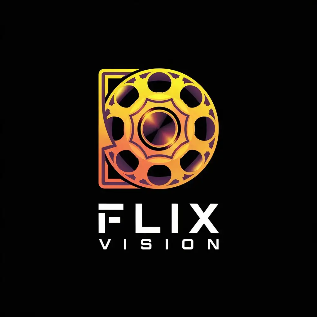 LOGO Design for Flix Vision Bright Color Vector with Complex Symbol on Clear Background